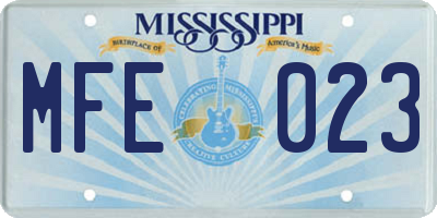 MS license plate MFE023