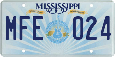 MS license plate MFE024