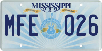MS license plate MFE026