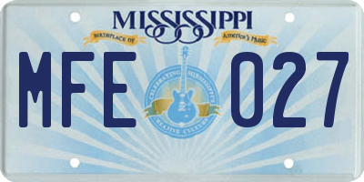 MS license plate MFE027