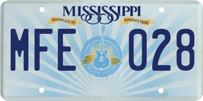 MS license plate MFE028