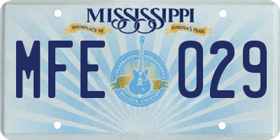 MS license plate MFE029