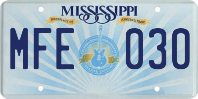 MS license plate MFE030