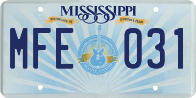 MS license plate MFE031