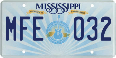 MS license plate MFE032