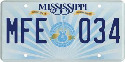 MS license plate MFE034