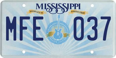 MS license plate MFE037