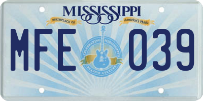 MS license plate MFE039