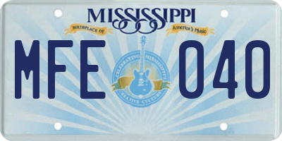 MS license plate MFE040