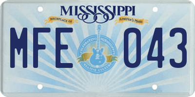 MS license plate MFE043