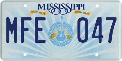 MS license plate MFE047