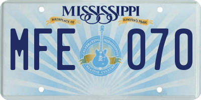 MS license plate MFE070