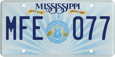 MS license plate MFE077