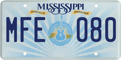MS license plate MFE080