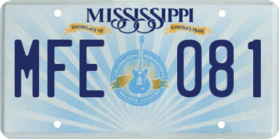 MS license plate MFE081