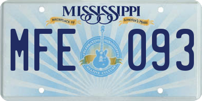 MS license plate MFE093