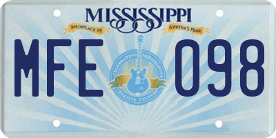 MS license plate MFE098