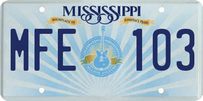 MS license plate MFE103