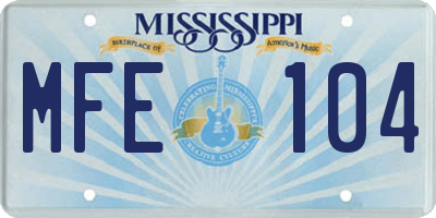 MS license plate MFE104