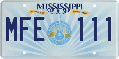 MS license plate MFE111