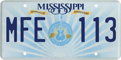 MS license plate MFE113