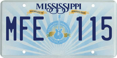 MS license plate MFE115