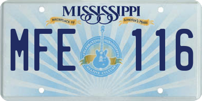 MS license plate MFE116