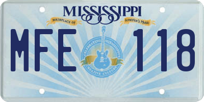 MS license plate MFE118