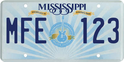 MS license plate MFE123