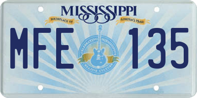 MS license plate MFE135