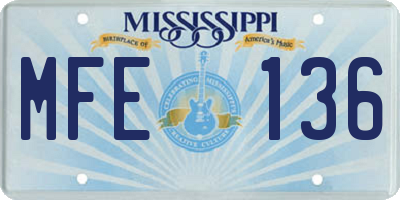 MS license plate MFE136