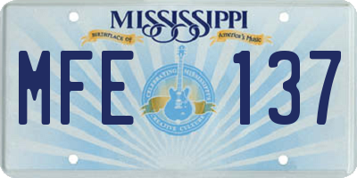 MS license plate MFE137