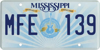 MS license plate MFE139