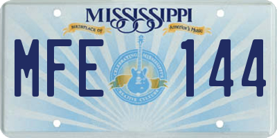 MS license plate MFE144