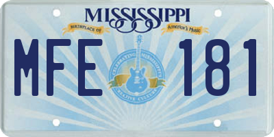 MS license plate MFE181