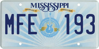 MS license plate MFE193
