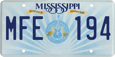 MS license plate MFE194