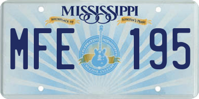 MS license plate MFE195