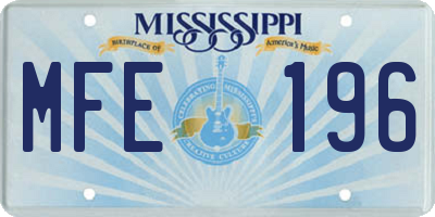 MS license plate MFE196