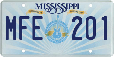 MS license plate MFE201