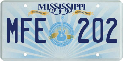 MS license plate MFE202