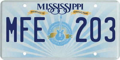 MS license plate MFE203