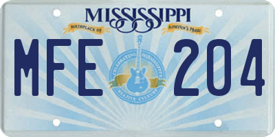 MS license plate MFE204