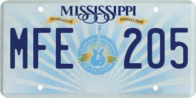 MS license plate MFE205