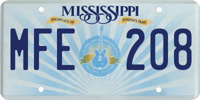 MS license plate MFE208