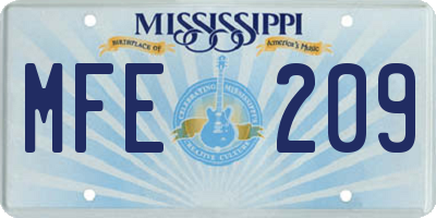 MS license plate MFE209