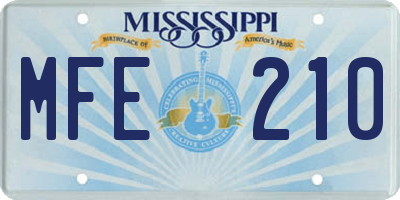 MS license plate MFE210