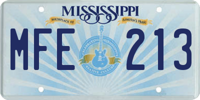 MS license plate MFE213