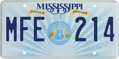 MS license plate MFE214