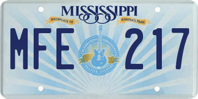 MS license plate MFE217